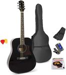 Max SOLOJAM Full-Size Black Acoustic Guitar Starter Kit | Beginner Acoustic Guitars Package with Steel Strings, Digital Tuner, Case, Strap, Picks | Ideal for Learning & Variety of Genres