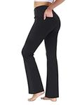 nuveti 28"/31"/33"/35"/37'' High Waist Workout Bootleg Yoga Pants Tummy Control 4 Pocket Workout Yoga Pants Flare Leggings (Black S 35'')