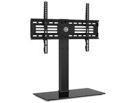 FITUEYES Tabletop TV Stand for 40" to 75" Screens,Universal Adjustable TV Pedestal Stand, 40kg Weight Capacity, Cable Management, Easy Assembly, Black