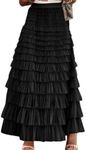 Elssime 2024 New Elegant Solid Color High Waist A-line Skirt (US, Alpha, X-Large, Regular, Regular, Black)