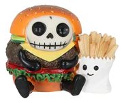 Ebros Gift Furry Bones Comfort Food Stacked Up Hamburger Sandwich with Fries Skeleton Collectible Figurine Skeletons Monster Halloween Macabre Ossuary Furry Bones Sculpture