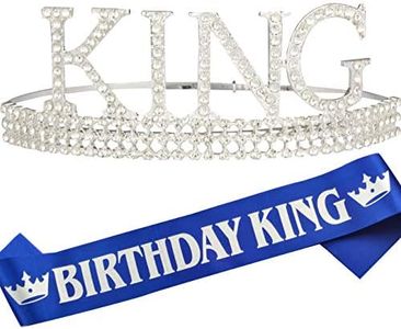 Birthday King Crown and Sash for Men,Birthday Men King Crown Sash for Men