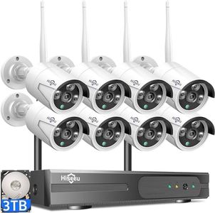 Hiseeu Wireless Pro WiFi Security Camera System, 16CH 4K NVR Kit, 8Pcs 5MP CCTV Home Security Camera System for Indoor/Outdoor Use, Night Vision, Waterproof, Motion Detection, 3TB Hard Drive