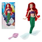 Disney Store Official Ariel Classic Doll for Kids, The Little Mermaid, 29cm/11”, Includes Brush with Moulded Details, Fully Poseable Toy, Underwater Princess in Glittering Outfit, Suitable for Ages 3+