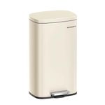 SONGMICS Trash Can with Lid, 8 Gallon Garbage Can, Stainless Steel Small Waste Bin with Step Pedal and Inner Bucket, Soft Close, Kitchen, Sand Beige ULTB003A01