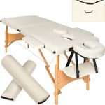 TecTake® Portable Massage Table, Foldable and Height Adjustable Beauty Bed with Storage Bag, Durable Easy Clean PVC Cover, Thick Massage Mattress for Spa Comfort, Incl. Home Massage Head Rest - cream