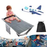 Toddler Airplane Bed, Portable Toddler Bed, Airplane Travel Essentials for Kids Rest Legs, Toddler Airplane Seat Extender Aeroplane Bed for Toddler Baby (Grey)