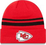 New Era Unisex-Adult NFL Official Sport Knit Classic Striped Knit Beanie Cold Weather Hat, Kansas City Chiefs, One Size