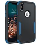 BENTOBEN for iPhone X Case, for iPhone Xs Case Heavy Duty 3 in 1 Full Body Rugged Non Slip Shockproof Bumper Drop Protective Girls Women Boy Men Covers Case for iPhone X/Xs 5.8", Black/Navy Blue