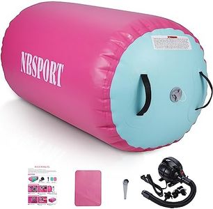 NBSPORT Air Barrel Air Roller Gymnastics Barrel, Air Mat Tumble Track Gymnastics Equipment Inflatable Tumbler Back Handspring Trainer with Pump for Home Cheerleading