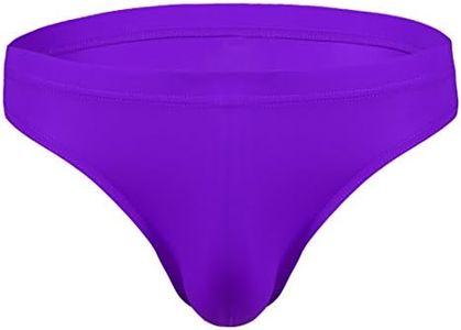 FEESHOW Men's Silky Bikini Swim Briefs Bulge Pouch Underwear Swimwear X-Large(Waistline 30.0-43.0") Purple