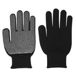 SEFLICA Sports PVC-Dotted Cotton Gloves for Enhanced Grip - Ideal for Cricket, Biking, Outdoor Adventures, and Work (Pair, Black)