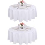 Kesfey 2 Pack White Round Polyester Tablecloths 60 Inch,Washable Wrinkle Resistant Round Table Cover for Dining Party and Camping