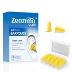 #1 Zeozima Ear Plugs for Sleep-Best in Class Noise Cancelling Foam Ear Plugs with NRR 36 Hearing Protection, 5 Pairs