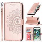 ELTEKER Phone Case Compatible with iPhone 7 Plus/8 Plus Wallet Case,Premium Leather Card Holder Card Slot Magnetic Closure Flip Kickstand Women Wallet Case for iPhone 7 Plus/8 Plus - Rose Gold