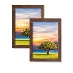 Dev Aastha Photo Frame For Wall | Wooden Frames For Wall Decoration | Solid Brown Photo Frame | Picture Frames | Rectangular Photo Frame For Home/Office | Perfect For Gift | Pack of 2, Size- (8 * 12)