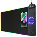 RGB Gaming Mouse Pad with Wireless Charging 10W - 31.5"x11.8" X-Large Desk Mat for Laptop/PC/Keyboard, 9 Light Modes, Non-Slip Rubber Base, Waterproof, Black