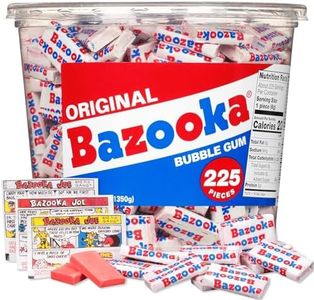 Bazooka Bubble Gum 225 Count Individually Wrapped Pink Chewing Gum in Original Flavor - Bulk Bubble Gum Tub - Fun Old Fashioned Candy for Halloween Parties and Trick or Treaters