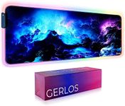 Gerlos RGB Large Gaming Mouse Pad, Extended Soft LED Mouse Pad, Non-Slip Rubber Base, Water Resist Keyboard Pad, Computer Mousepad 31.5×11.8 inches