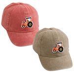 KABAKE 2 Pack Kids Baseball Caps Tractor Embroidery Cars & Transportation Hats Washed Cotton Adjustable Summer Trucker Hats for Boys Girls 2-8