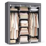 SONGMICS Portable Clothes Closet, Non-Woven Fabric Wardrobe, Storage Organizer, Gray URYG12GY