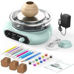 Alldeer Mini Pottery Wheel Kit - 4.7" Electric Clay Wheel with Foot Pedal, Adjustable Speed & Forward/Reverse Rotation Ceramic Wheel, Tiny Clay Spinner for Adults and Beginners