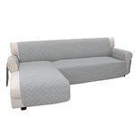 Easy-Going Sofa Slipcover L Shape Sofa Cover Sectional Couch Cover Chaise Lounge Slip Cover Reversible Sofa Cover Furniture Protector Cover for Kids Children Dog Cat (Large, Light Gray/Light Gray)