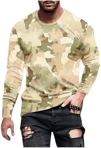 Long Sleeve Shirts for Men Camouflage Hunting Gear Compression Shirt Gym Running Mens Fitness Tactical Vest Biking Football Soccer 09#,Khaki,XL