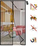 Magnetic Fly Screens Door, Anti Mosquito Mesh Curtain Keep Insects Out with 26 Magnets Seal Automatically,-Black-a||70x180cm(27x70inch)