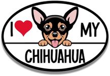 Magnet Me Up I Love My Chihuahua Dog Breed Car Magnet Decal, 4x6 Inches Oval, Weather-Resistant & Vibrant Design to Showcase Your Furry Friend, Cute Peeking Dog Bumper Magnet, Crafted in USA