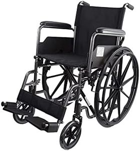 Mobiclinic, Fauteuil roulant pliable, S220, Roulettes à dégagement rapide avec bouton, Marque européenne, Siège 46cm, Reposepieds pliants, Accoudoirs pliables, Poignée de frein, Résistant, Noir