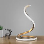 NUÜR Spiral LED Table Lamp, Modern 3 Colors Dimmable Desk Lamp with Minimalist Lighting Design & Touch Controller, Creative Stylish Smart Lamp for Bedroom, Office, Home (Gold)