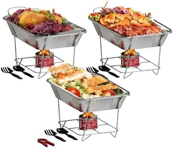 Alpha Living Disposable Chafing Dish Buffet Set, Food Warmers for Parties, 6hr Fuel Cans Complete Set, Half Size Pans, Warming Trays (3 Pack)