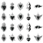 DanLingJewelry 20Pcs 10 Styles Black Heart Charms Antique Silver Enamel Heart Charms Gothic Charms for Valentine's Day Jewelry Making Supplies