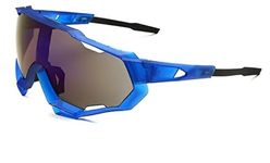 HUVORA Antifog Hd Full Coverage Uv Mirrored Sports Sunglasses || Suitable For Cricket Riding Cycling Trekking Outdoor Activities Rough & Tough Build Quality Ultimate Performance (Blue Black)