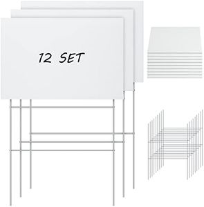 Jetec 24 Pcs Blank Yard Signs with H Stakes 12 x 8 Inches Corrugated Plastic Lawn Sign DIY Double Sided Outdoor Signs for Garage Guidepost Rent Open House Birthday Party Decorations