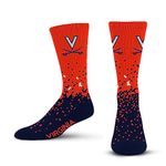 For Bare Feet NCAA VIRGINIA CAVALIERS Spray Zone Crew Sock Team Color Large