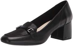 Anne Klein Womens Evera Loafer, Black Leather, 6 US, Black, 6