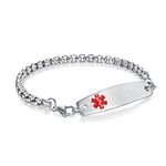 LinnaLove Interchangeable medical alert bracelets for men women Stainless steel Customizable id bracelets-Rolo-7.5