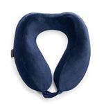 Brookstone Travel Pillow - 100% Memory Foam Ultra Form Contoured Ergonomic Super Soft Airplane Head and Neck Pillow, Size One Size, Blue