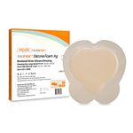 Bordered Silver Silicone Ag Sterile Highly Absorbent Antibacterial Dressing, Sacral,Sacrum, 9"x 9" (6.6"x 6.4" Pad), 5 dressings/Box, MedHeal by MedvanceTM