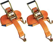 (2 Pack) 5000kg Ratchet Lashing Claw Hook Cargo Lorry Tie Down Webbing Restraint Straps (15mtr)