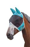 Shires Fine Mesh Fly Mask with Nose Fringe, Teal, Cob