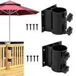 VANROUG 2PCS Patio Umbrella Holder, Outdoor Umbrella Base Umbrella Clamp Mount Bracket for Deck Railing, Mount to Deck, Balcony or Outdoor Courtyard