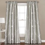 Lush Décor Gray Lush Decor Bird On The Tree Curtains Light Filtering Window Set for Living, Dining, Bedroom 95L x 52W, 95 in L Panel Pair