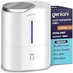 GENIANI Ultrasonic Cool Mist Humidifier for Bedroom, Large Rooms, Home, 4L - Easy Fill & Clean Humidifier for Plants w/Auto Shut-off, 40H Runtime - Quiet, Top Fill Air Humidifier & Vaporizer for Baby