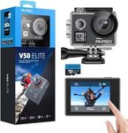 AKASO V50 Elite Action Camera + 64GB microSD Memory Card - 4K/60fps Touch Screen WiFi Action Camera Voice Control EIS 40m Waterproof Camera Adjustable View Angle 8X Zoom Camera with Accessories Kit