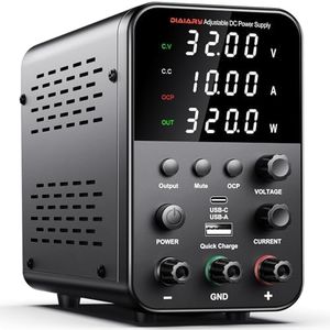 DC Power Supply Variable, 32V 10A Bench Power Supply with Encoder Knob, 4-Digits Display, Adjustable Regulated lab Power Supply with 5V 3.6A USB & Type-C Quick-Charge, Output Switch