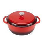 Amazon Basics Enameled Cast Iron Round Dutch Oven with Lid and Dual Handles , Heavy-Duty & Large, 7.3-Quart, Red