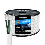 14/3 AWG UL 1426 (The Real Thing) Triplex Flat Marine Wire - Tinned Copper Boat Cable - 60 Feet - White PVC Jacket